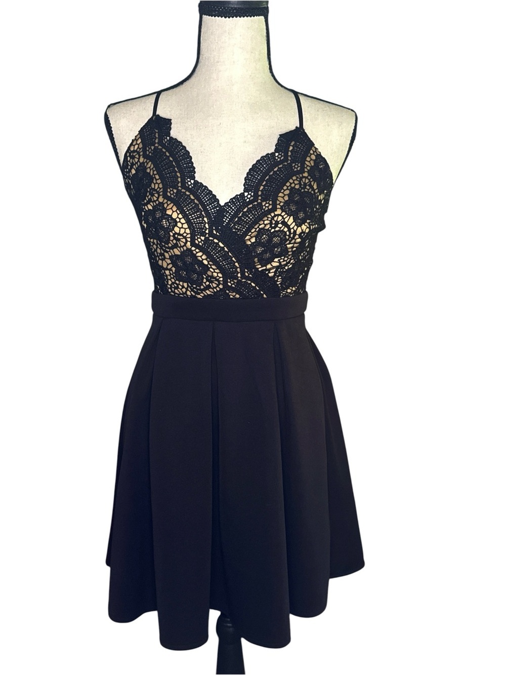 Francesca’s Black Lace Fit & Flare Dress XS - Picture 2 of 4
